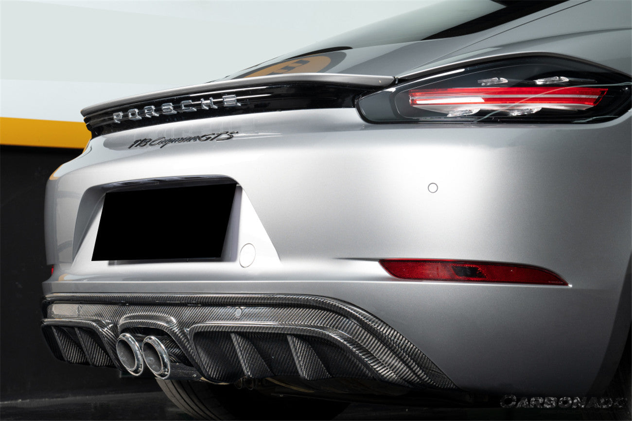 Carbonado GTS Style Dry Carbon Fiber Rear Diffuser Lip | 2017-2025 Porsche 718 Cayman Boxster