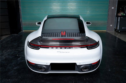 Alerón de maletero de fibra de carbono seco estilo Porsche 911 992 Carrera SC Carbonado 2019-2024 con luz LED