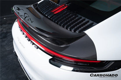 Alerón de maletero de fibra de carbono seco estilo Porsche 911 992 Carrera SC Carbonado 2019-2024 con luz LED