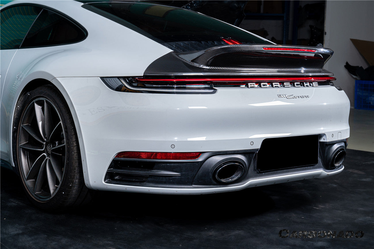 Alerón de maletero de fibra de carbono seco estilo Porsche 911 992 Carrera SC Carbonado 2019-2024 con luz LED