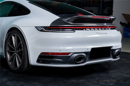 Alerón de maletero de fibra de carbono seco estilo Porsche 911 992 Carrera SC Carbonado 2019-2024 con luz LED