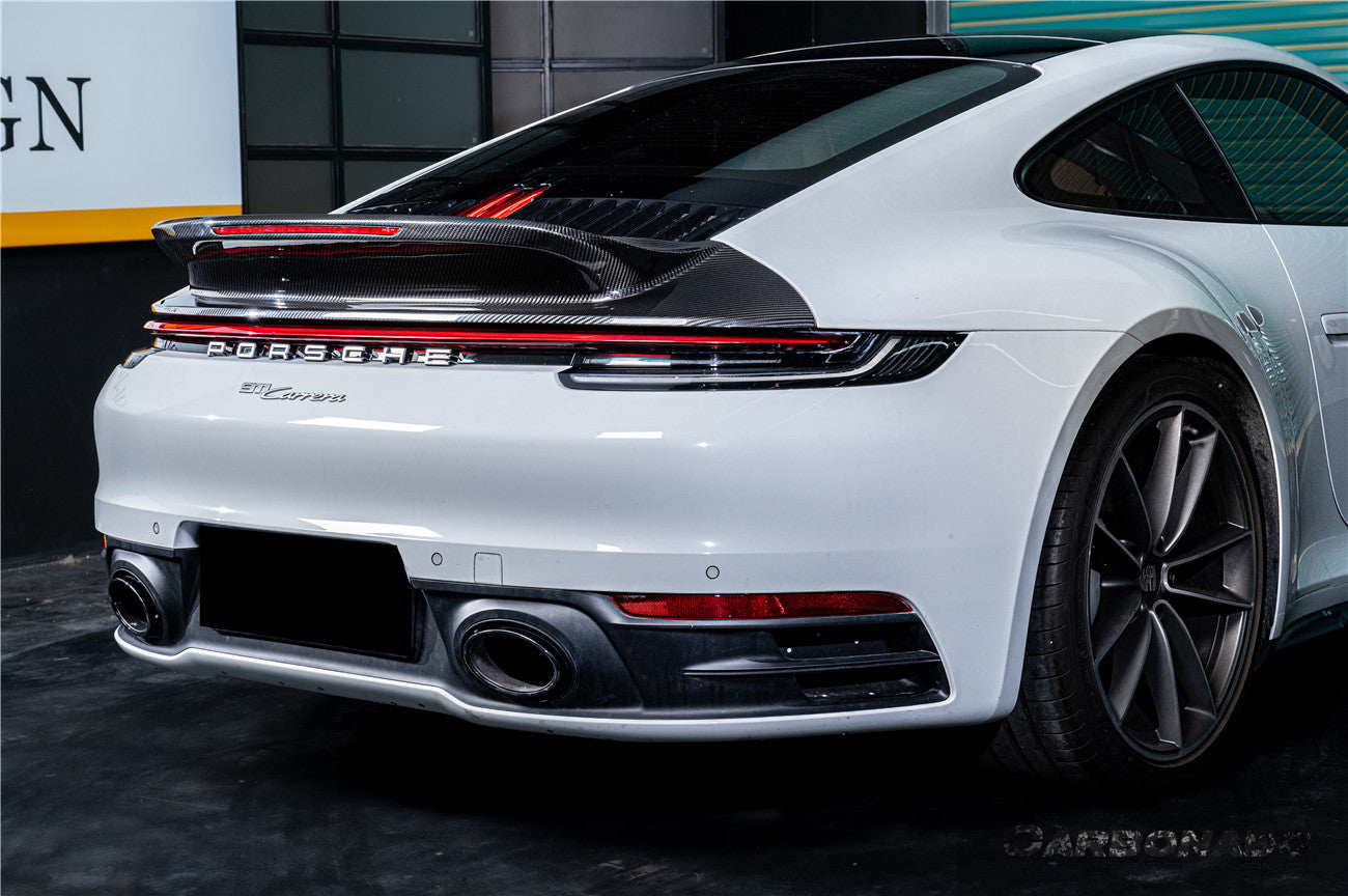 Alerón de maletero de fibra de carbono seco estilo Porsche 911 992 Carrera SC Carbonado 2019-2024 con luz LED