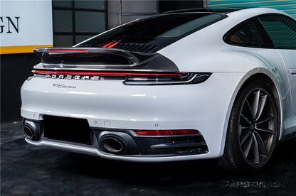 Alerón de maletero de fibra de carbono seco estilo Porsche 911 992 Carrera SC Carbonado 2019-2024 con luz LED