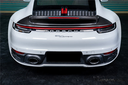 Alerón de maletero de fibra de carbono seco estilo Porsche 911 992 Carrera SC Carbonado 2019-2024 con luz LED