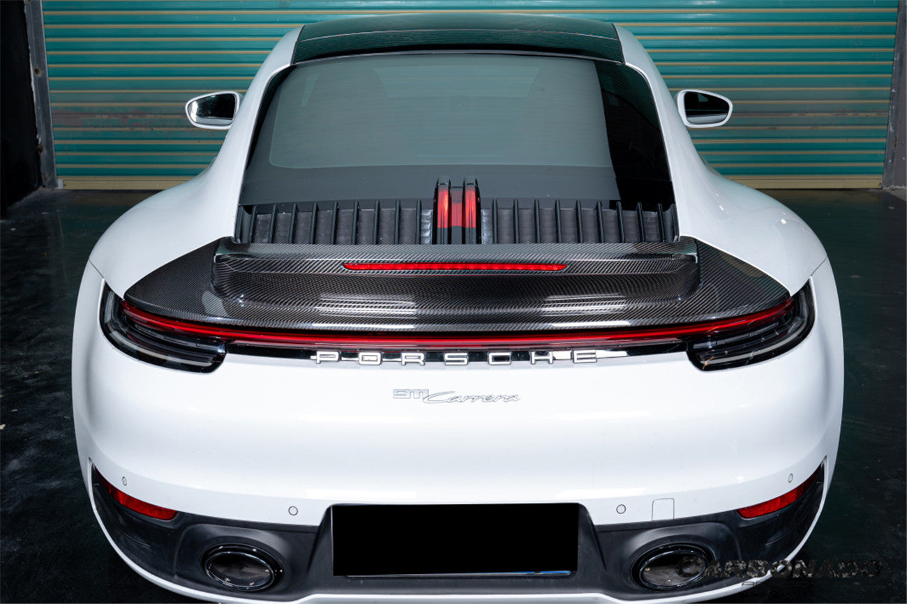 Alerón de maletero de fibra de carbono seco estilo Porsche 911 992 Carrera SC Carbonado 2019-2024 con luz LED