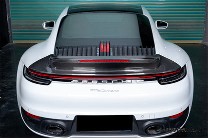 Alerón de maletero de fibra de carbono seco estilo Porsche 911 992 Carrera SC Carbonado 2019-2024 con luz LED