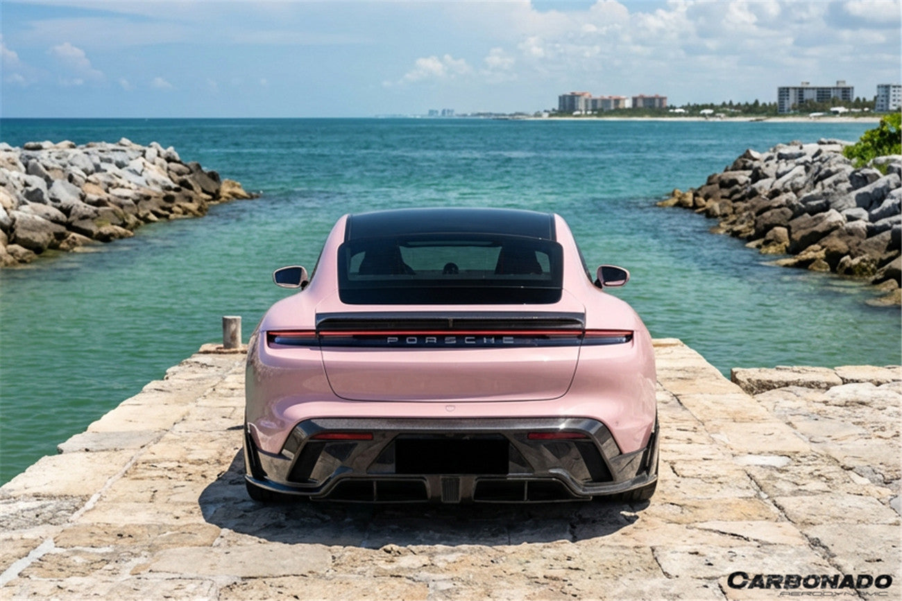 Carbonado 2019-2023 Porsche Taycan 4 4S GTS TURBO CADO Style Carbon Fiber Rear Diffuser