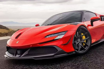 2020-UP Ferrari Autoclave Carbon Fiber Front Bumper Canards Carbonado (RT) Fits: SF90 Stradale and Spider (1X1DRYCFSF90-MIW-RT-FBCRD)