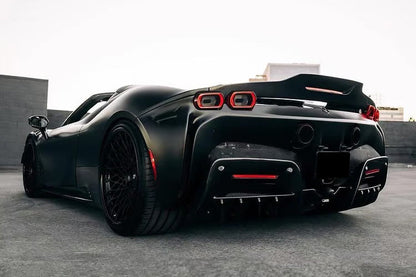 2020-UP Ferrari Autoclave Carbon Fiber Rear Diffuser Canards Carbonado (RT) Fits: SF90 Stradale and Spider (1X1DRYCFSF90-MIW-RT-RDCRD)