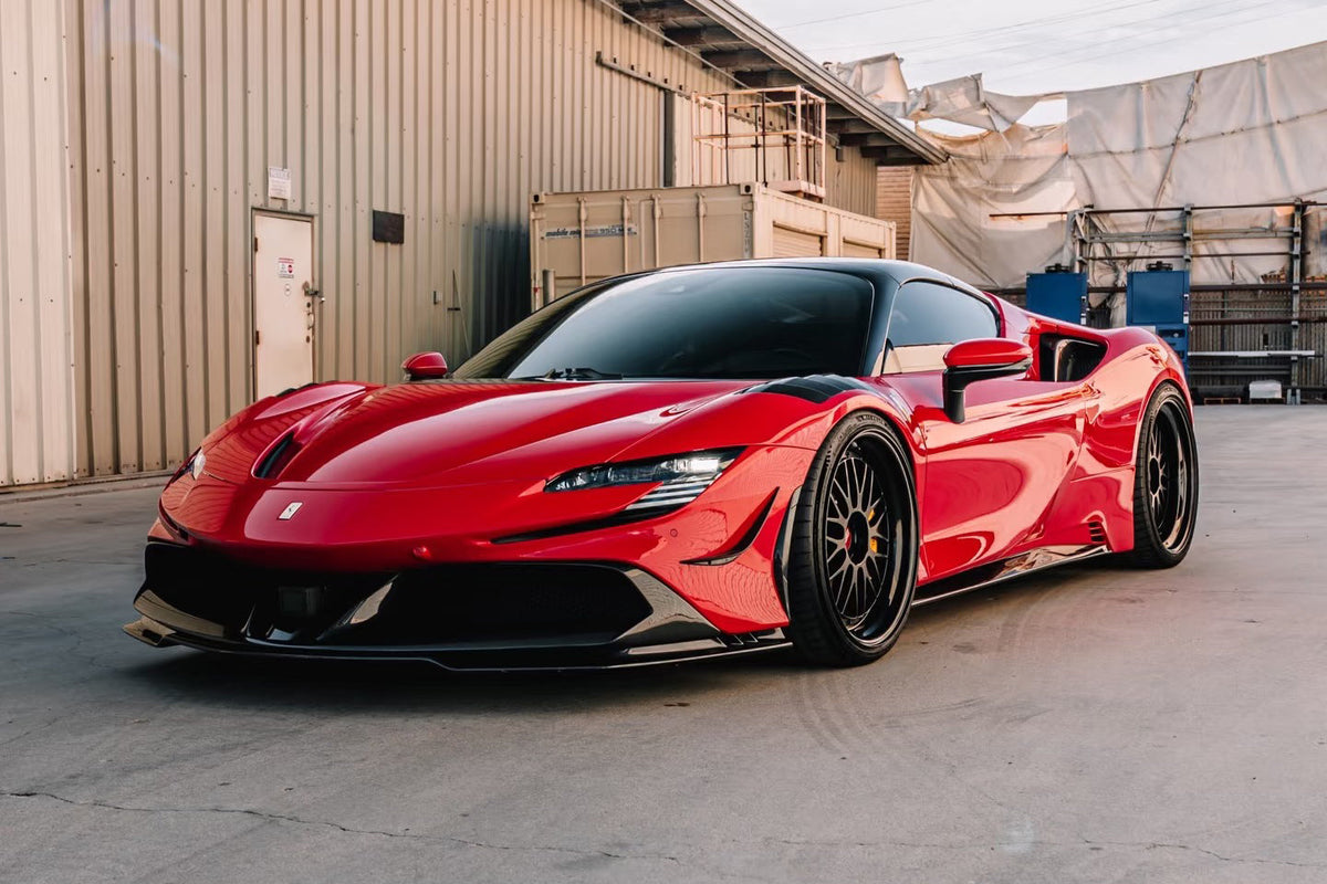 2020-UP Ferrari Autoclave Carbon Fiber Side Skirts Carbonado (RT) Fits: SF90 Stradale and Spider (1X1DRYCFSF90-MIW-RT-SS)