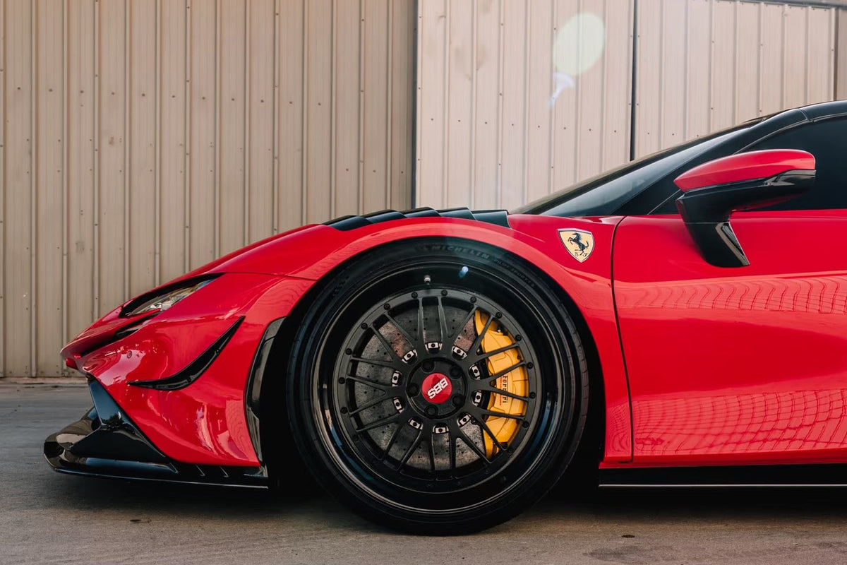 2020-UP Ferrari Autoclave Carbon Fiber Front Bumper Canards Carbonado (RT) Fits: SF90 Stradale and Spider (1X1DRYCFSF90-MIW-RT-FBCRD)