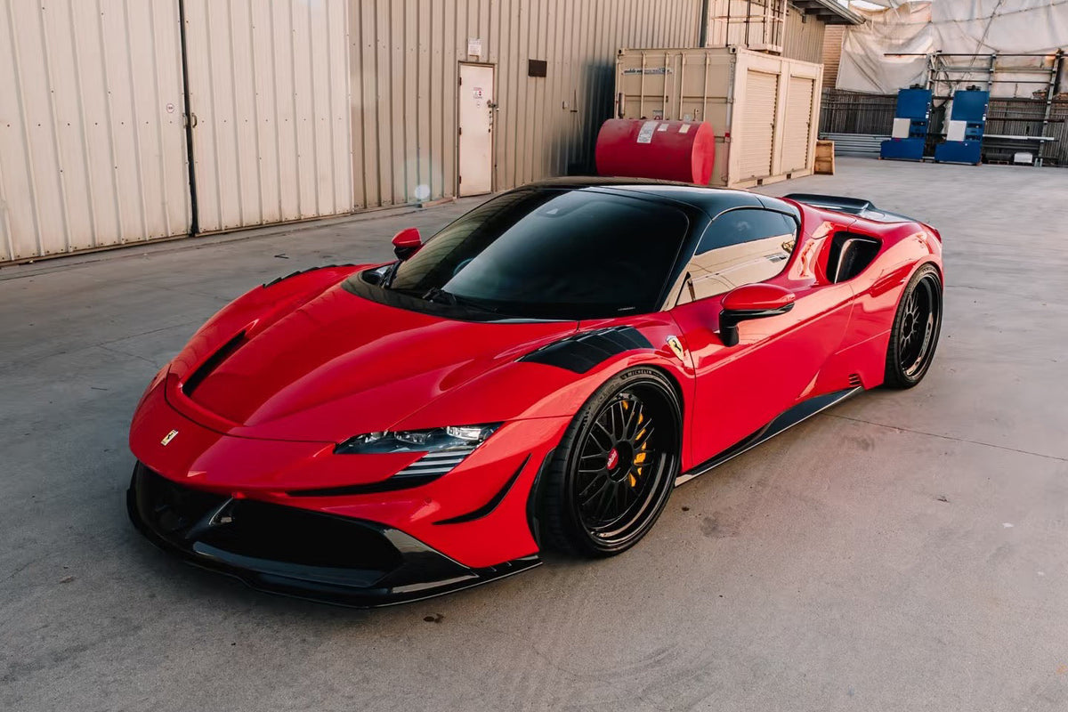 2020-UP Ferrari Autoclave Carbon Fiber Side Skirts Carbonado (RT) Fits: SF90 Stradale and Spider (1X1DRYCFSF90-MIW-RT-SS)
