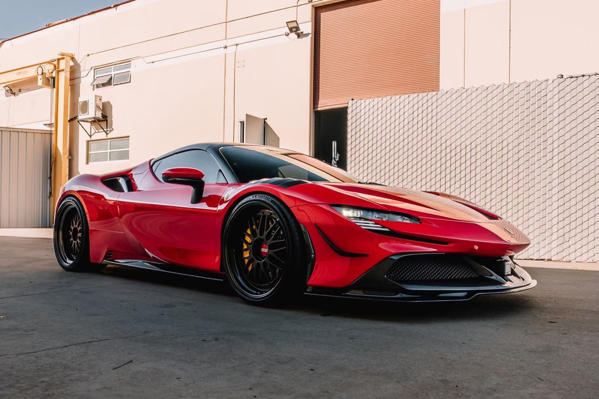 2020-UP Ferrari Autoclave Carbon Fiber Quarter Panel Side Scoops Carbonado (RT) Fits: SF90 Stradale and Spider (1X1DRYCFSF90-MIW-RT-QPS)