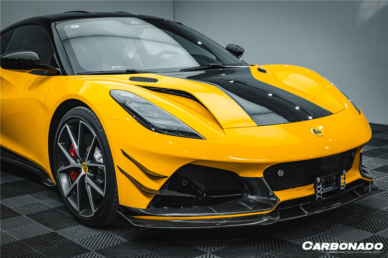 Carbonado 2021-2024 Lotus Emira NYO MNK Style Dry Carbon Fiber Front Bumper Side Splitter