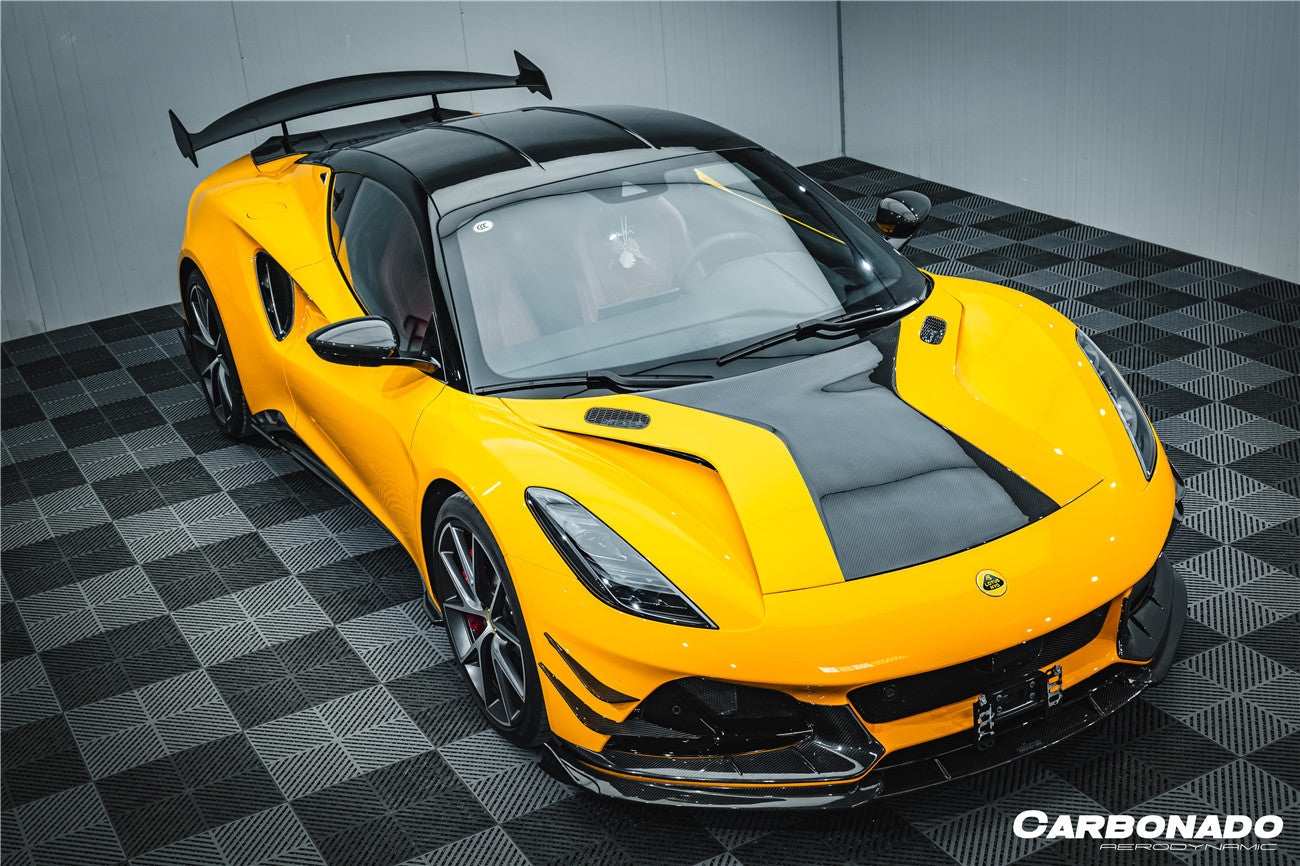 Carbonado 2021-2024 Lotus Emira NYO MNK Style Dry Carbon Fiber Front Bumper Side Splitter