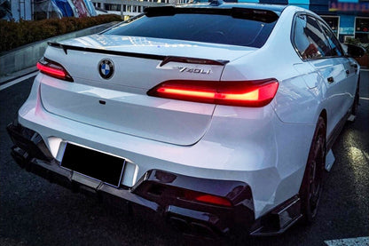 2022-2026 BMW 7 Series G70 Autoclave Carbon Fiber Rear Diffuser Lip with exhaust tips Carbonado (MSY) Fits: M Sport Package only (DRYCFG70-OD-MSY-RD)