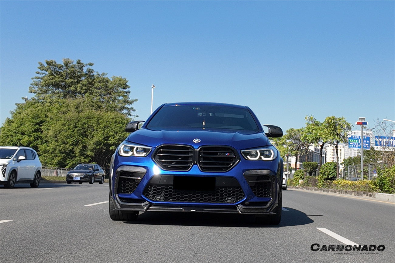 Carbonado AD Style Dry Carbon Fiber Front Bumper Air Inlet Vent Trims | 2020-2023 BMW X6M F96