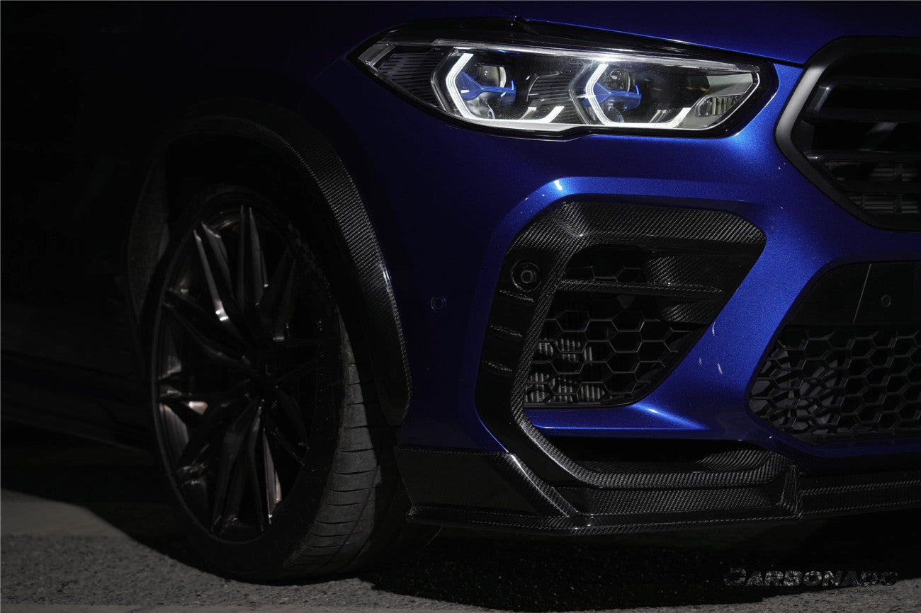 Carbonado AD Style Dry Carbon Fiber Front Bumper Air Inlet Vent Trims | 2020-2023 BMW X6M F96