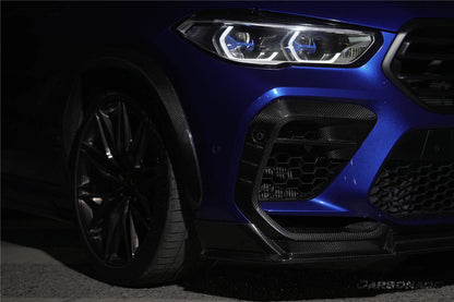Carbonado AD Style Dry Carbon Fiber Front Bumper Air Inlet Vent Trims | 2020-2023 BMW X6M F96