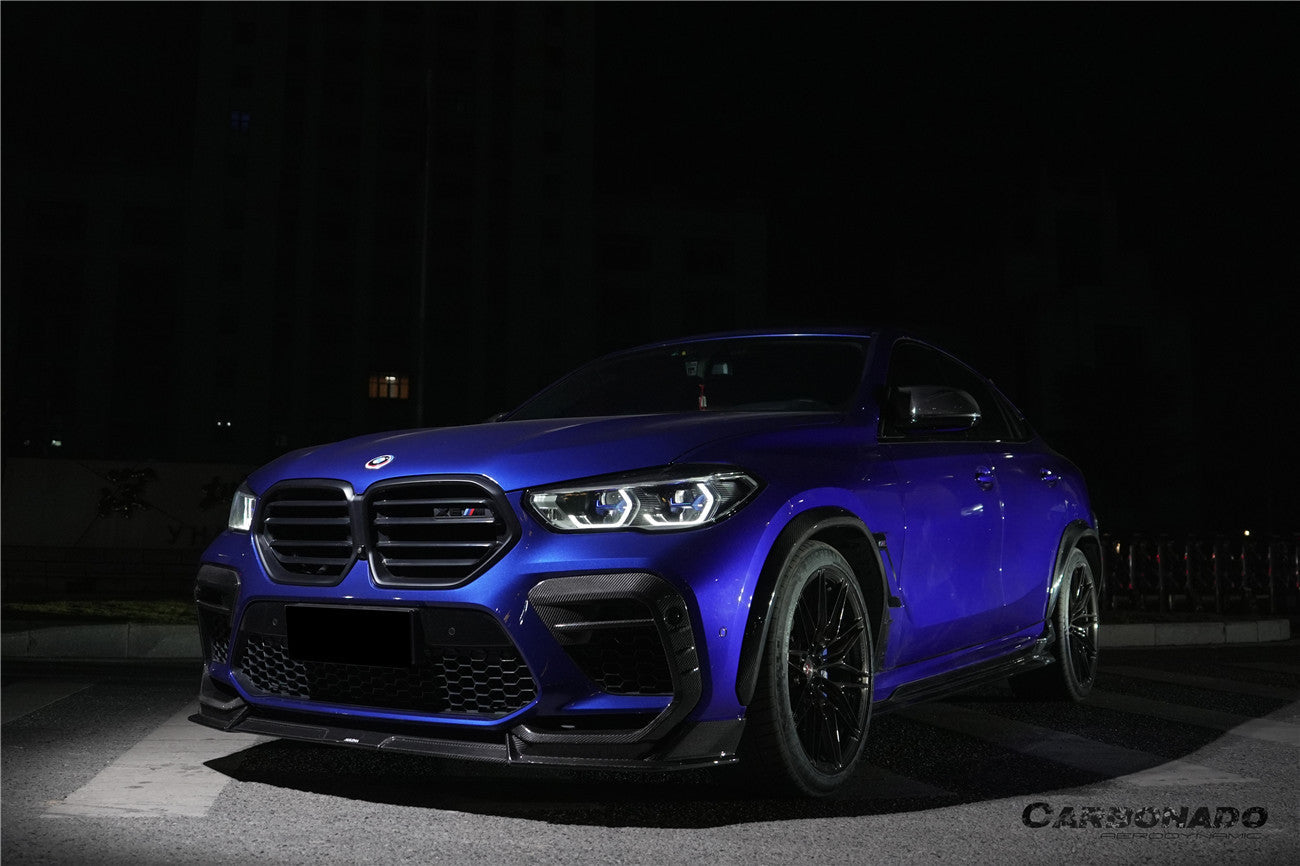 Carbonado AD Style Dry Carbon Fiber Front Bumper Air Inlet Vent Trims | 2020-2023 BMW X6M F96