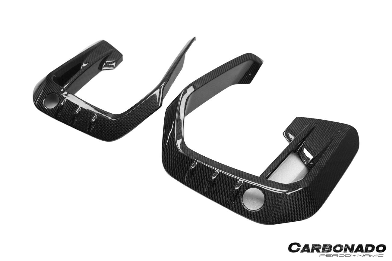 Carbonado AD Style Dry Carbon Fiber Front Bumper Air Inlet Vent Trims | 2020-2023 BMW X6M F96