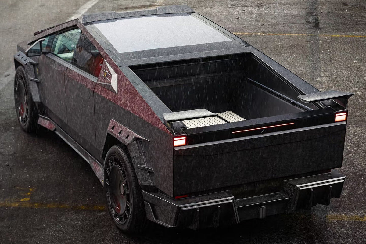 2024-UP Tesla Cybertruck Autoclave Carbon Fiber Rear Bumper Carbonado (MSY) Fits: AWD, RWD (DRYCFCT-MIW-MSY-RB)