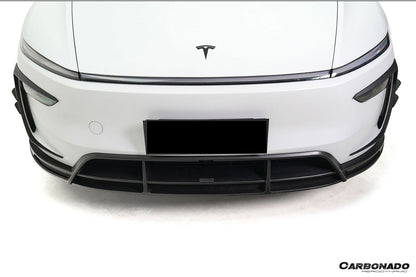 2025-UP Tesla Autoclave Carbon Fiber Front Lip With LED Light Carbonado (RW) Fits:  Model Y, Model YL (DRYCFMODELY-EU-RW-FL)