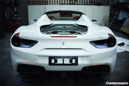 Carbonado 1x1 Weave Dry Carbon Fiber Engine Hood With Glass | 2015-2019 Ferrari 488, Pista Spider