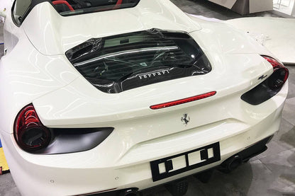 Carbonado 1x1 Weave Dry Carbon Fiber Engine Hood With Glass | 2015-2019 Ferrari 488, Pista Spider