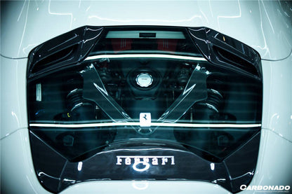 Carbonado 1x1 Weave Dry Carbon Fiber Engine Hood With Glass | 2015-2019 Ferrari 488, Pista Spider