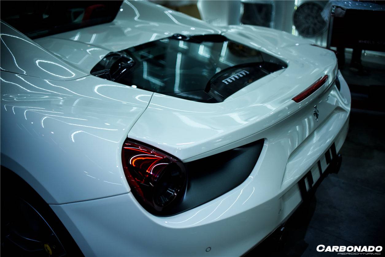 Carbonado 1x1 Weave Dry Carbon Fiber Engine Hood With Glass | 2015-2019 Ferrari 488, Pista Spider