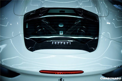 Carbonado 1x1 Weave Dry Carbon Fiber Engine Hood With Glass | 2015-2019 Ferrari 488, Pista Spider