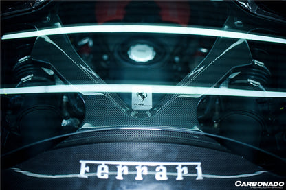 Carbonado 1x1 Weave Dry Carbon Fiber Engine Hood With Glass | 2015-2019 Ferrari 488, Pista Spider