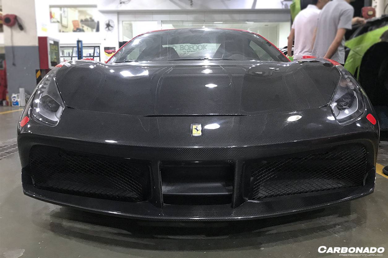 Parachoques delantero de fibra de carbono estilo Ferrari 488 GTB Spider Carbonado 2015-2020