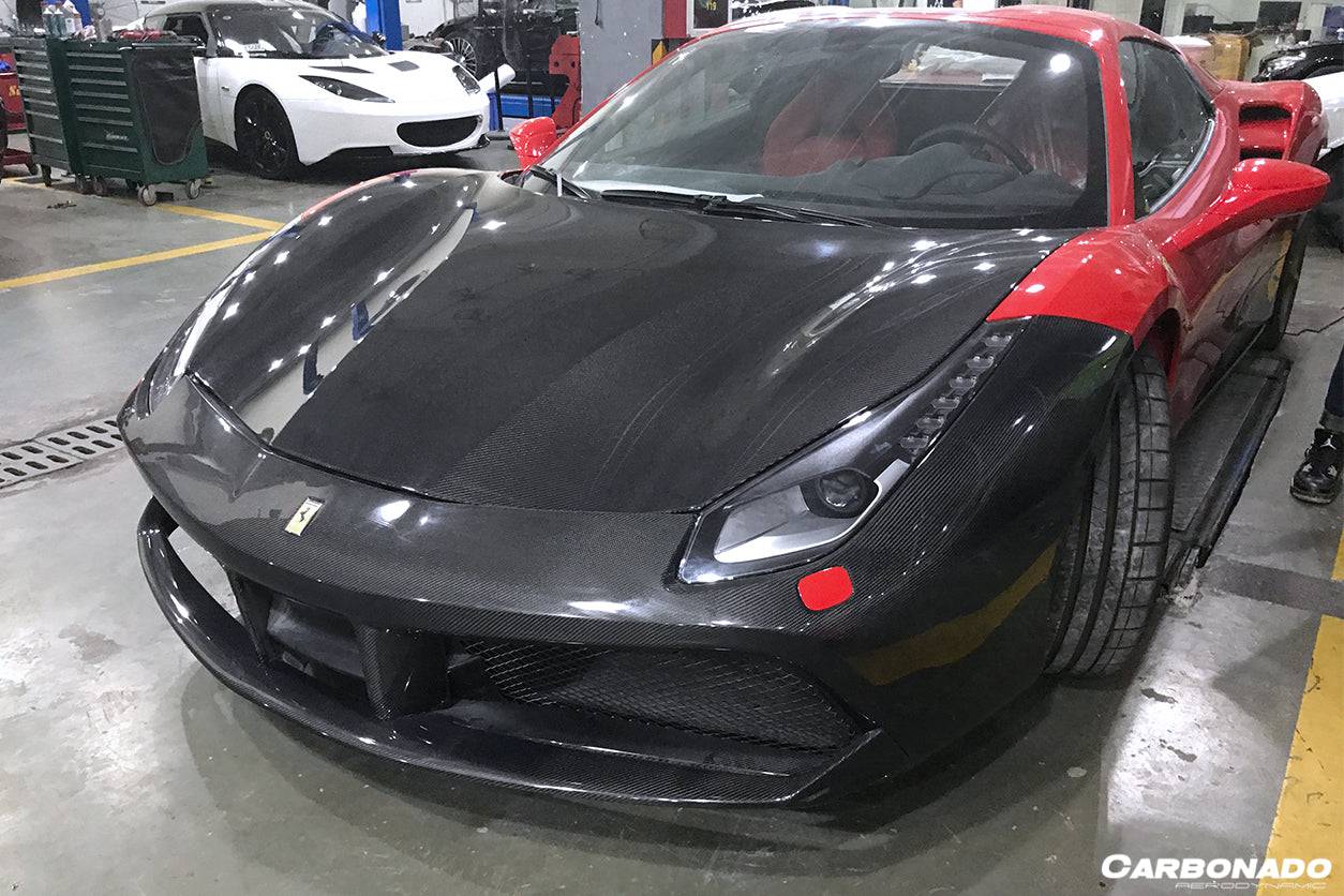 Parachoques delantero de fibra de carbono estilo Ferrari 488 GTB Spider Carbonado 2015-2020