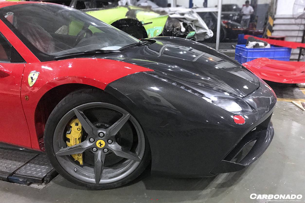 Parachoques delantero de fibra de carbono estilo Ferrari 488 GTB Spider Carbonado 2015-2020