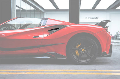 Aletas de admisión de aire laterales de fibra de carbono estilo Ferrari 488 GTB Spider y F8 MSY Carbonado 2015-2024