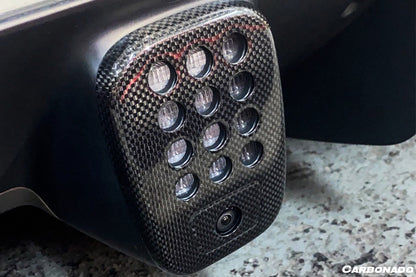 Carbonado 2015-2020 Ferrari 488 GTB Spider Dry Carbon Fiber Rear Black Light Cover With Camera Hole