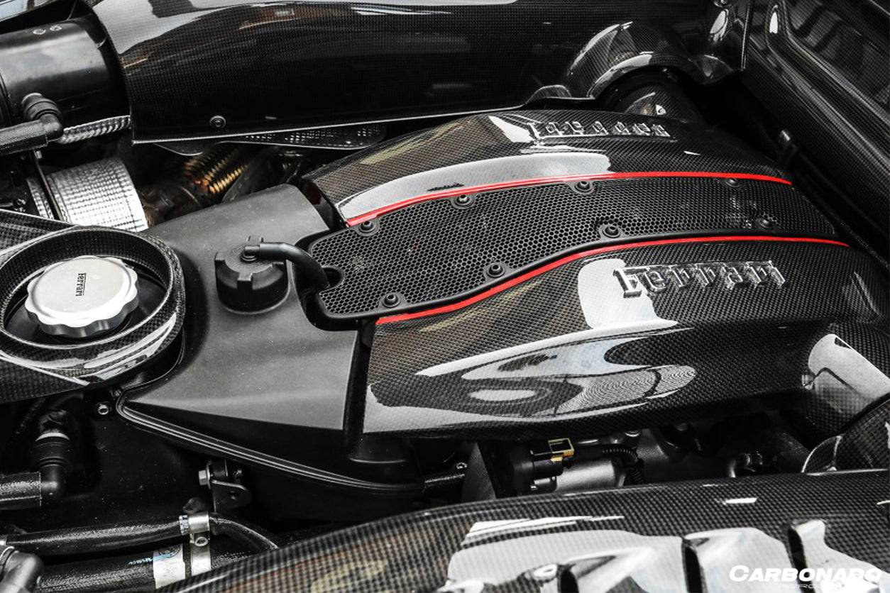 Cubierta de repuesto para motor de fibra de carbono seco Ferrari 488 GTB Spider Carbonado 2015-2020