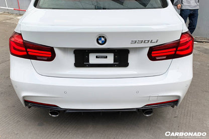 Carbonado 2013-2019 BMW 3 Series F30 F35 MP Style Carbon Fiber Dual Exhaust Rear Lip (For M-Tech Only)