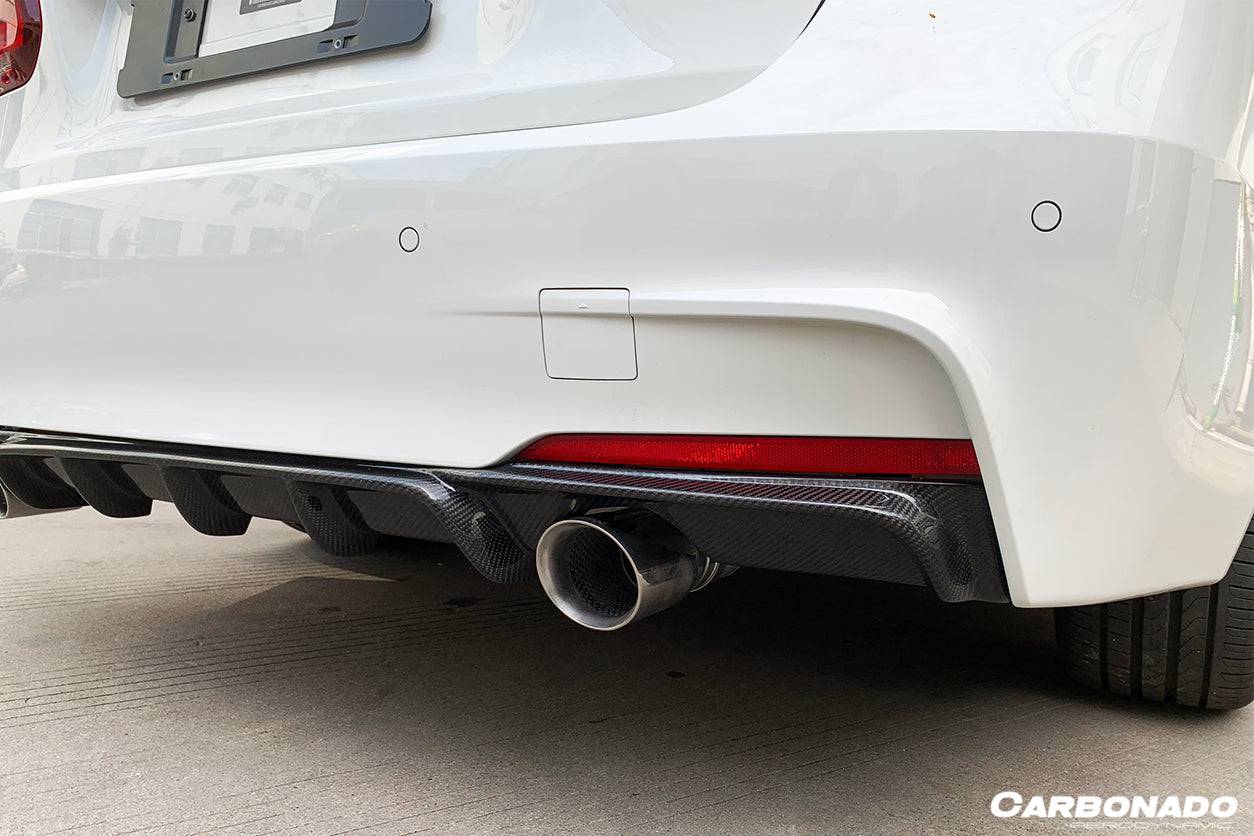 Carbonado 2013-2019 BMW 3 Series F30 F35 MP Style Carbon Fiber Dual Exhaust Rear Lip (For M-Tech Only)