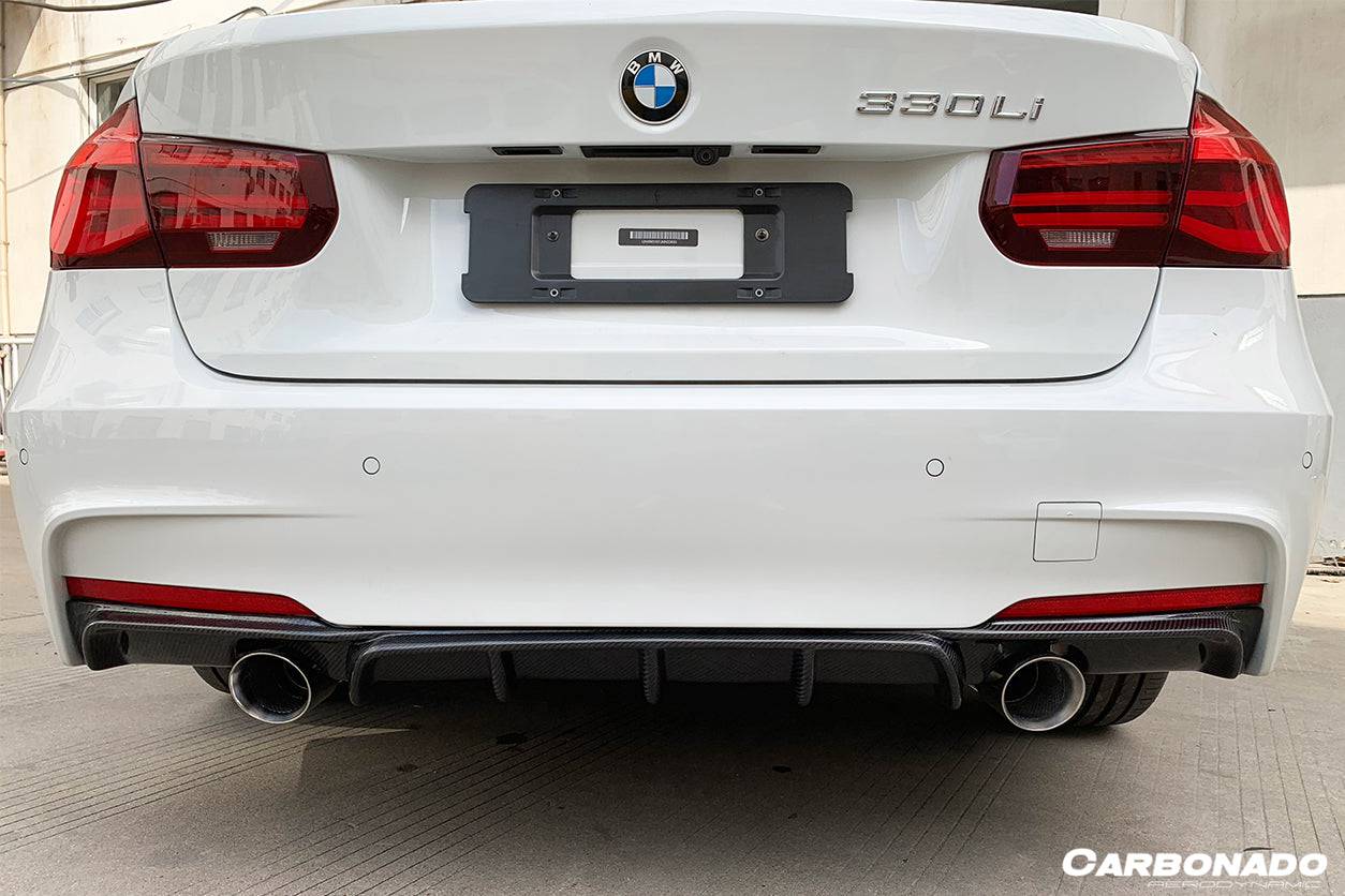 Carbonado 2013-2019 BMW 3 Series F30 F35 MP Style Carbon Fiber Dual Exhaust Rear Lip (For M-Tech Only)