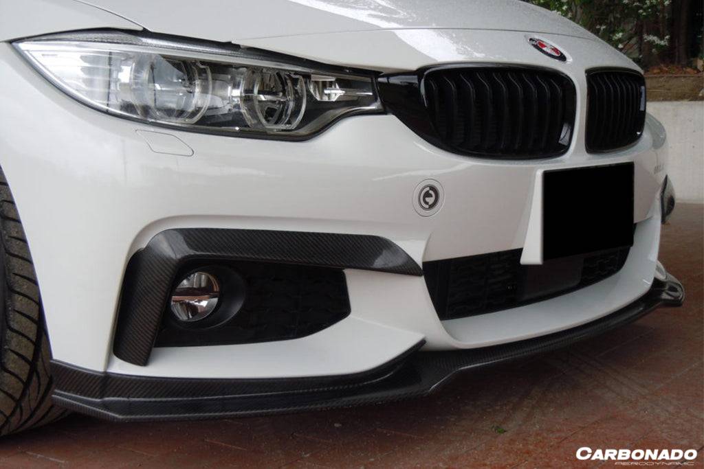 Carbonado 2013-2020 BMW 4 Series F32 F33 ECC Style Carbon Fiber Front Bumper Canards (For M-Tech Only )
