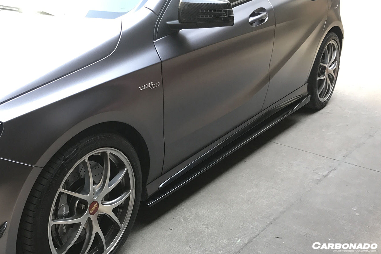 Faldones laterales de fibra de carbono estilo Mercedes Benz W176 A45 AMG RZS Carbonado 2016-2018