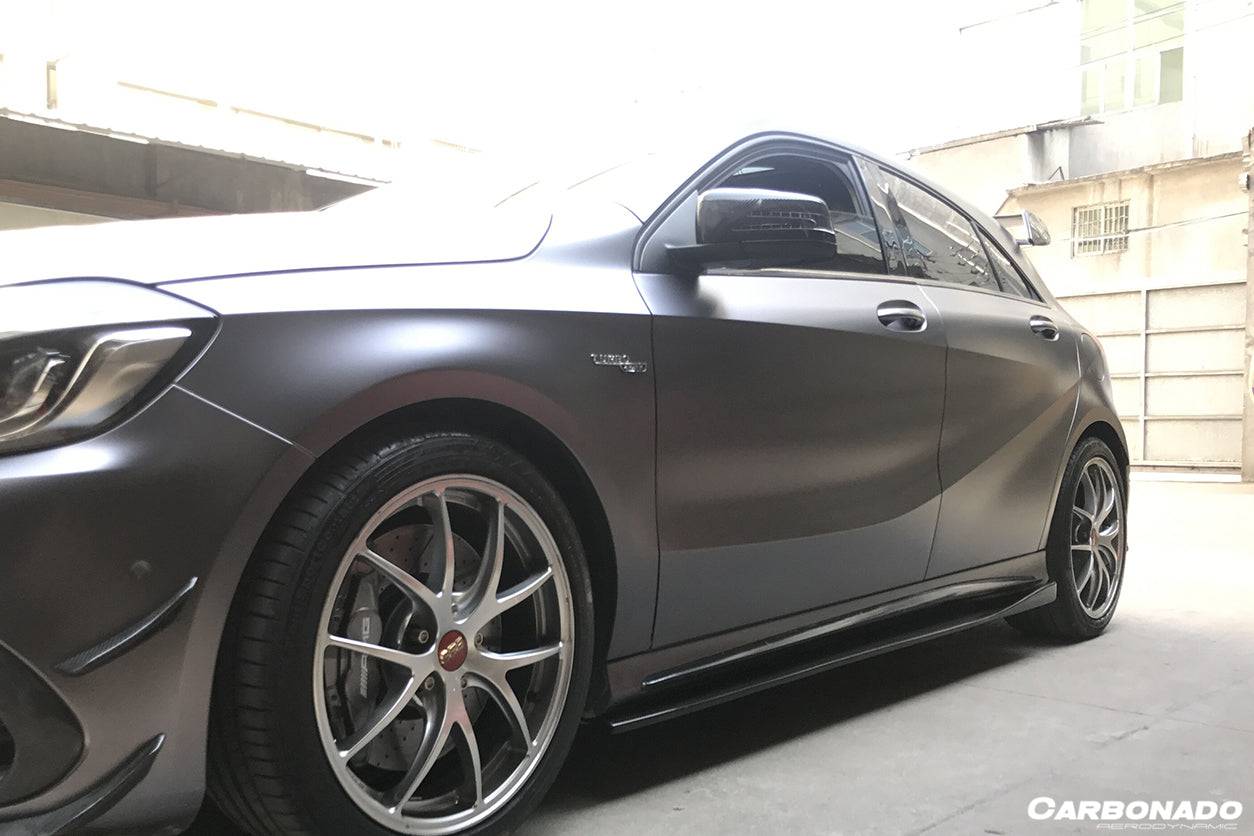Faldones laterales de fibra de carbono estilo Mercedes Benz W176 A45 AMG RZS Carbonado 2016-2018