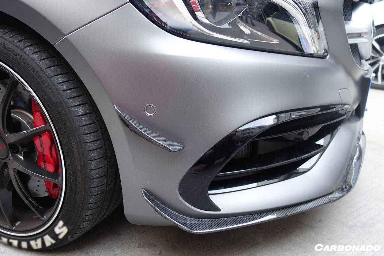 Carbonado 2016-2018  Mercedes Benz  W176 A45 AMG BKSS Style Carbon Fiber Front Bumper Canards