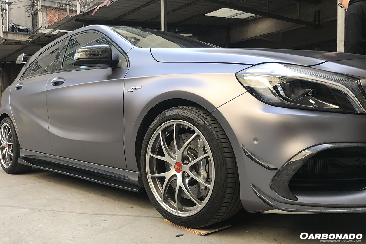 Faldones laterales de fibra de carbono estilo Mercedes Benz W176 A45 AMG RZS Carbonado 2016-2018