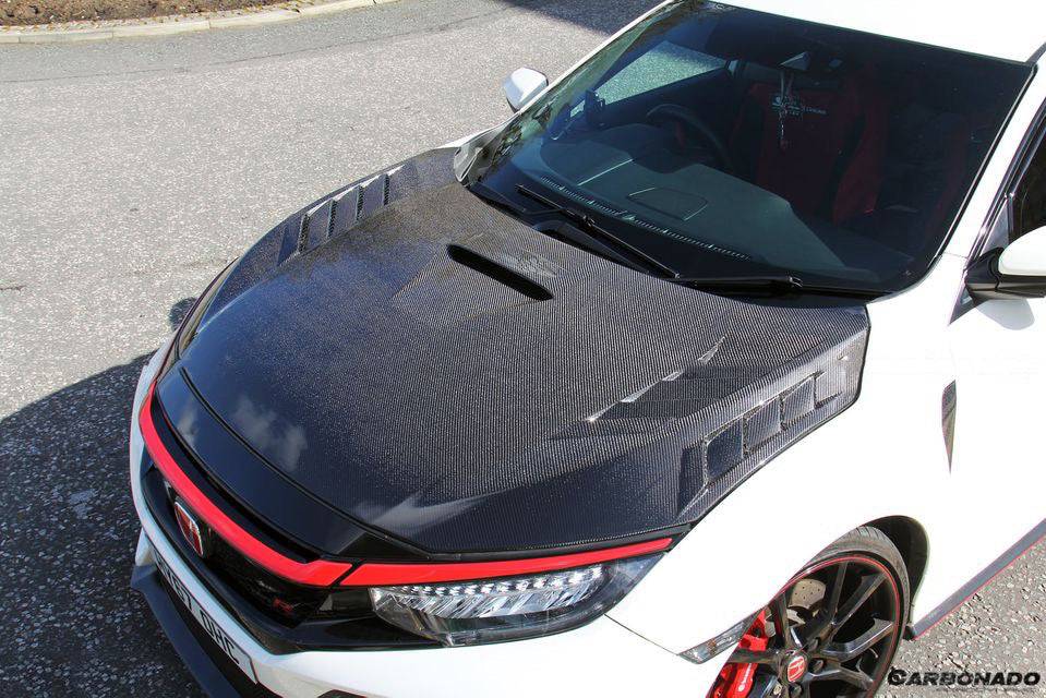Carbonado M Style Autoclave Double Carbon Fiber Hood | 2015-2021 Honda Civic Type R FK8