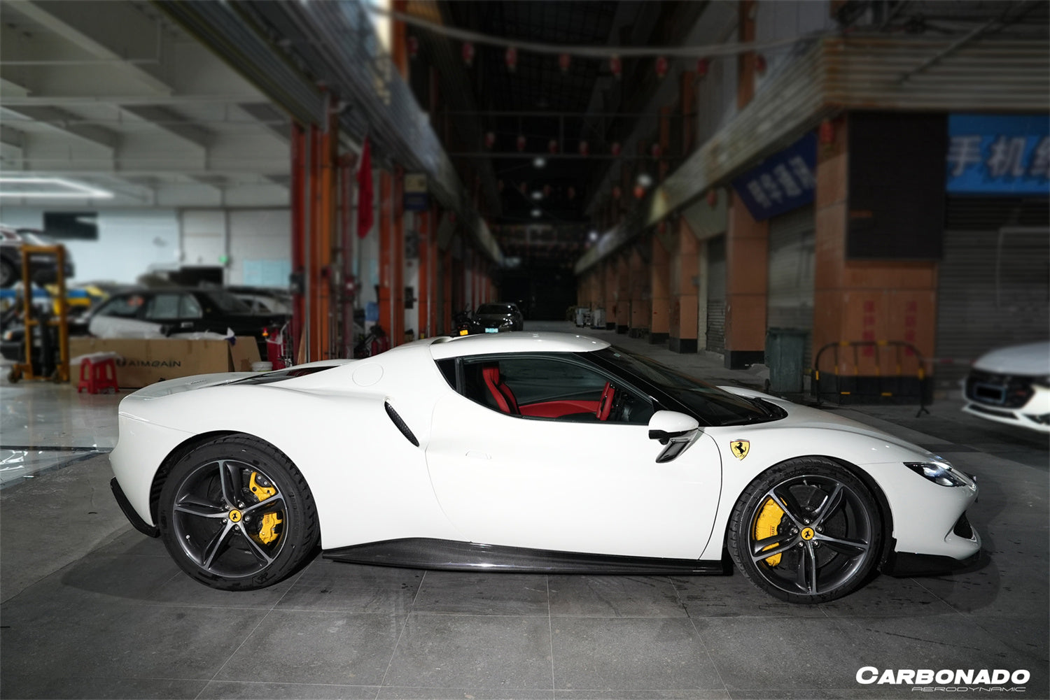 Faldones laterales de fibra de carbono seca estilo OEM para Ferrari 296 GTB Carbonado 2022-UP