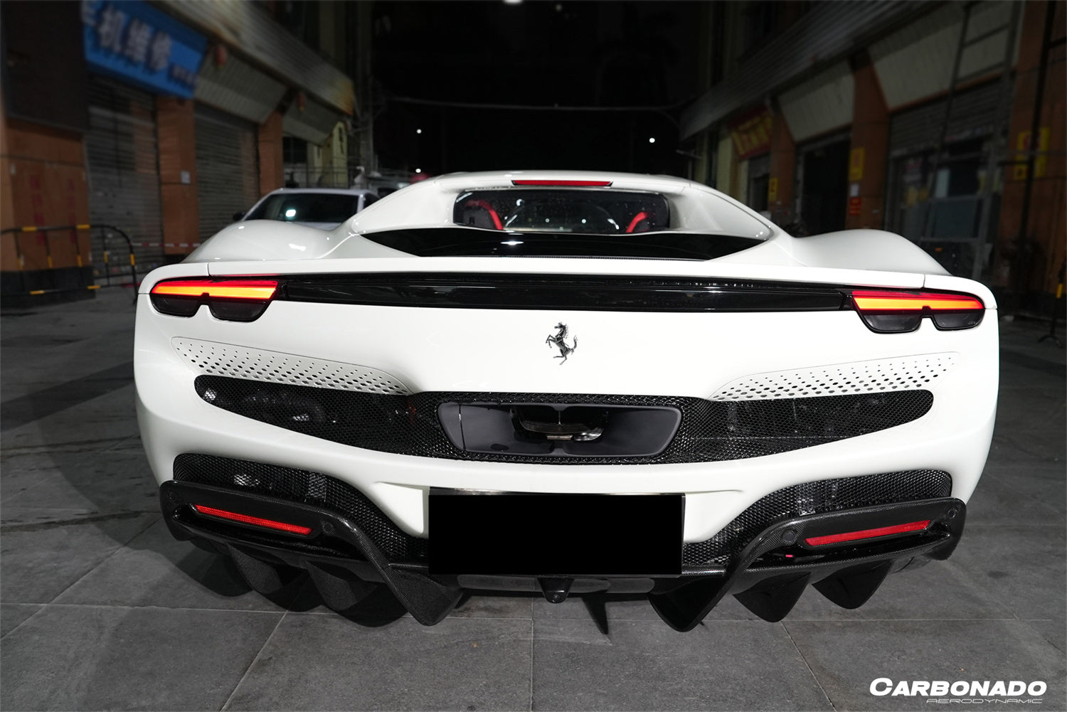 Carbonado 2022-UP Ferrari 296 GTB OE Style Carbon Fiber Rear Diffuser